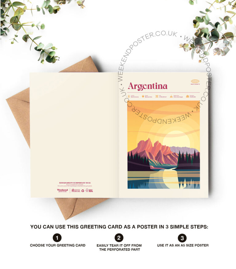 Mid-century modern Argentina retro travel greeting card