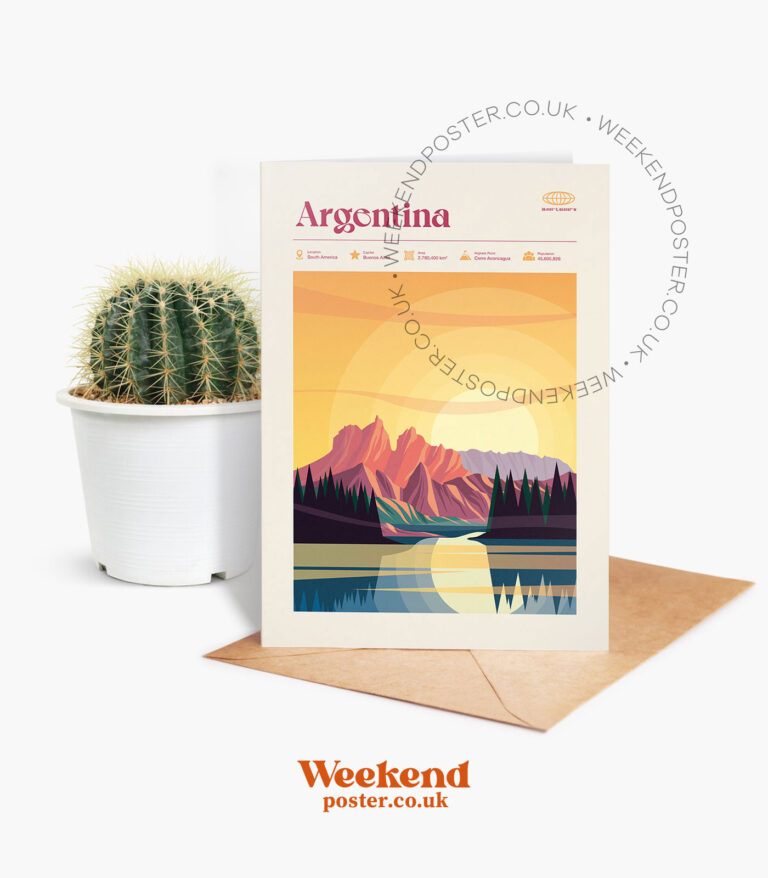 Mid-century modern Argentina retro travel greeting card