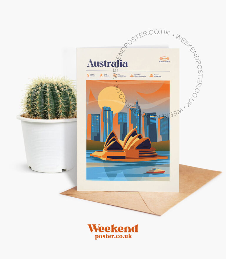 Mid-century modern Australia retro travel greeting card