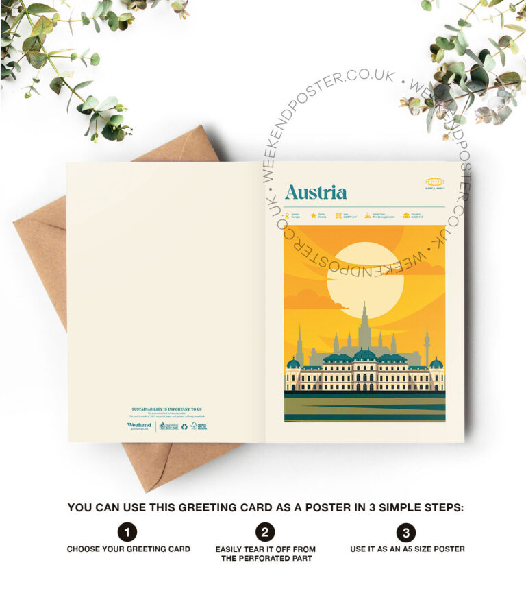 Mid-century modern Austria retro travel greeting card