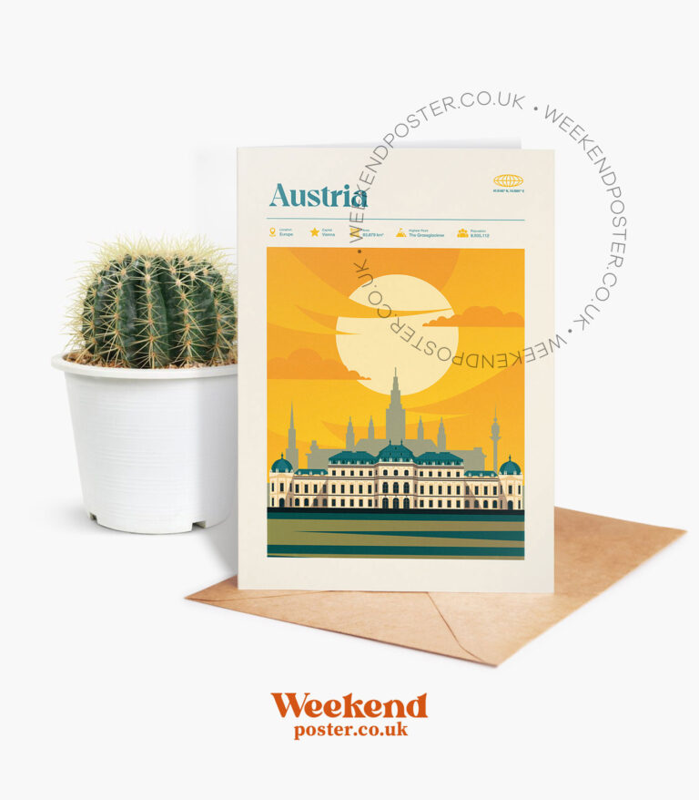 Mid-century modern Austria retro travel greeting card