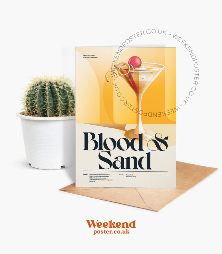 Mid-century retro Blood & Sand Cocktail greeting card