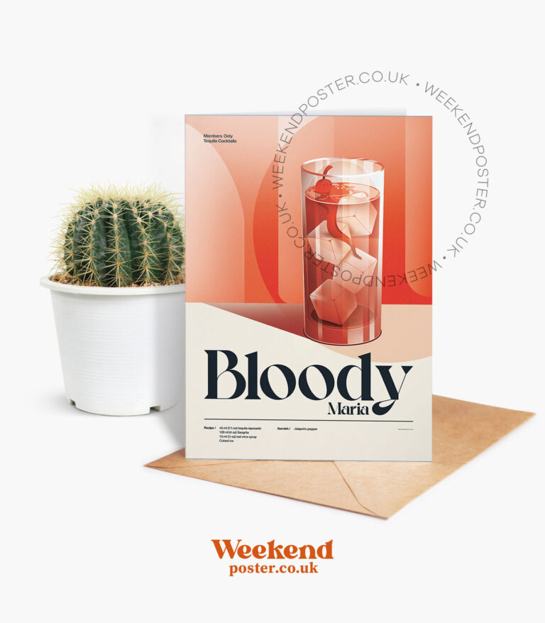 Mid-century retro Bloody Maria Cocktail greeting card