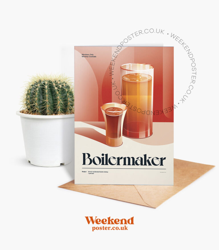 Mid-century retro Boilermaker Cocktail greeting card