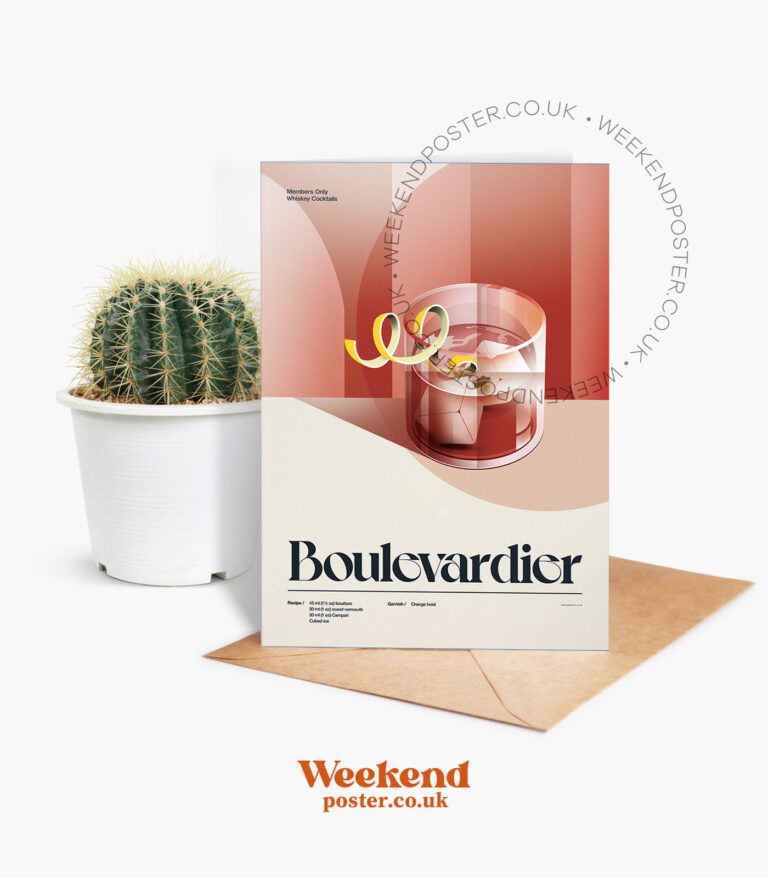 Mid-century retro Boulevardier Cocktail greeting card