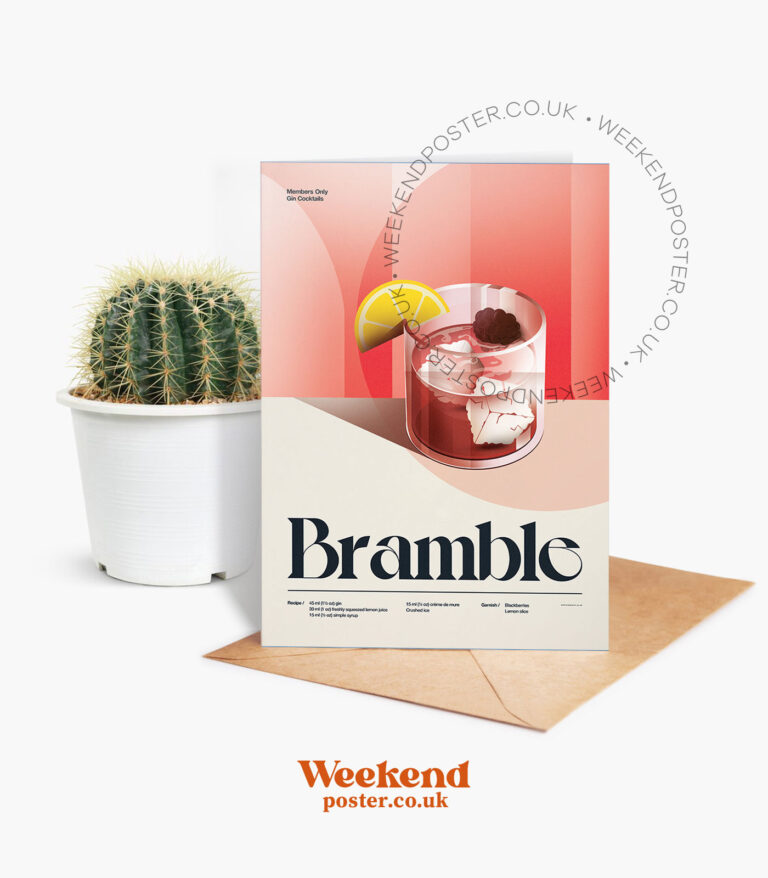 Mid-century retro Bramble Cocktail greeting card