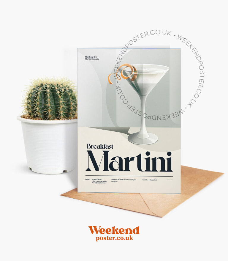 Mid-century retro Breakfast Martini Cocktail greeting card