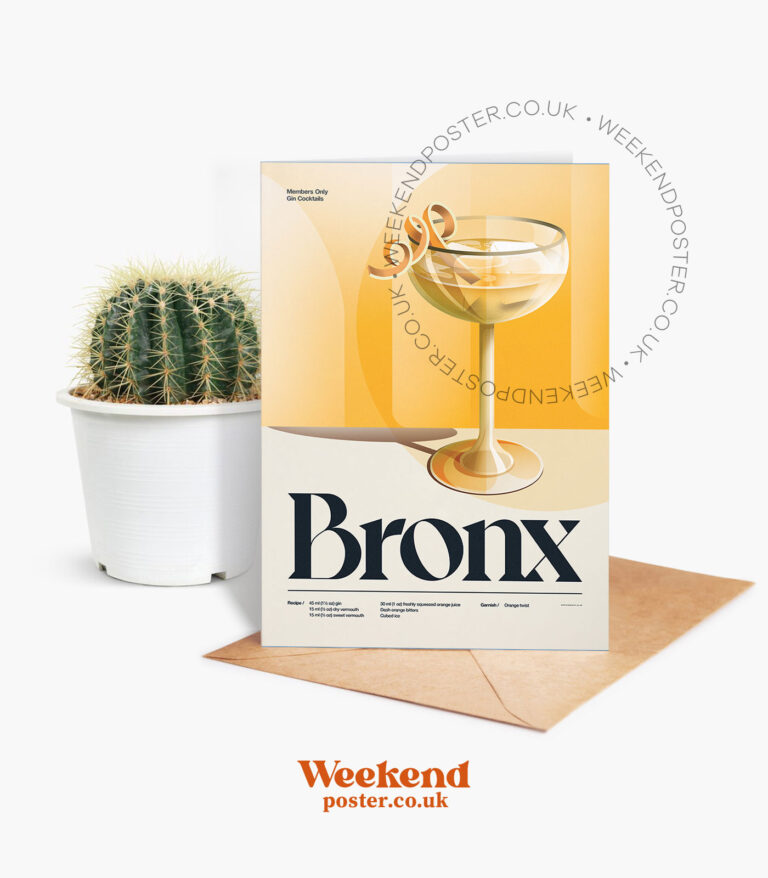Mid-century retro Bronx Cocktail greeting card