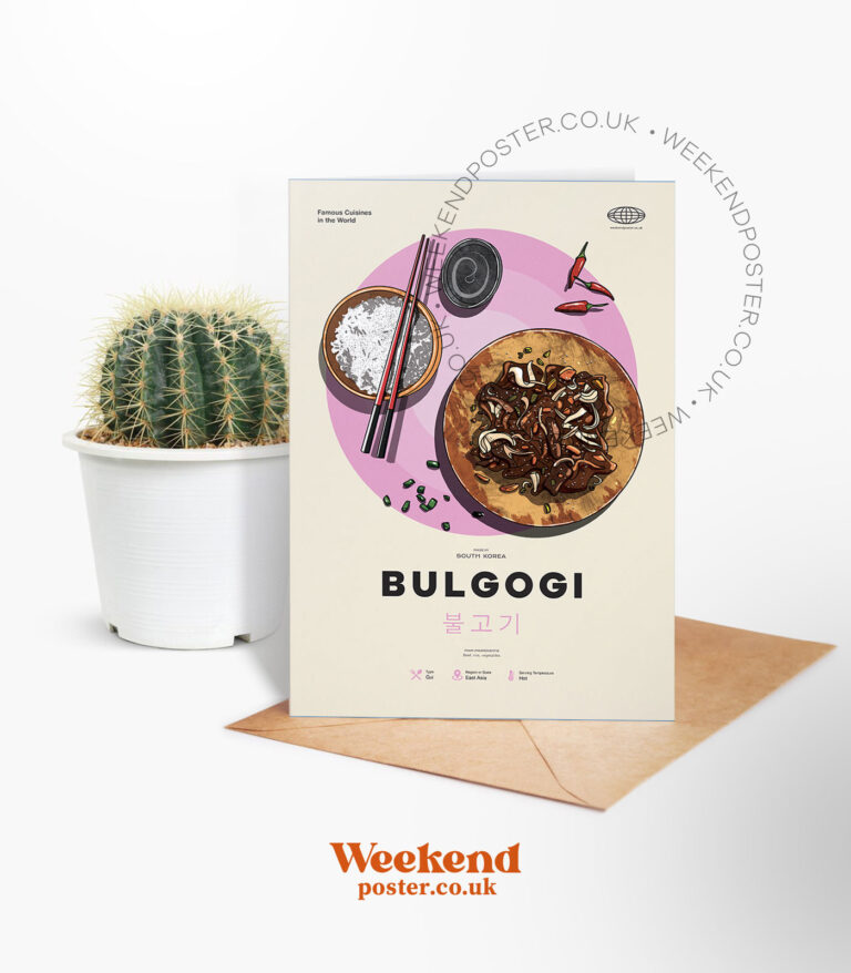 Mid-century modern Bulgogi recipe greeting card