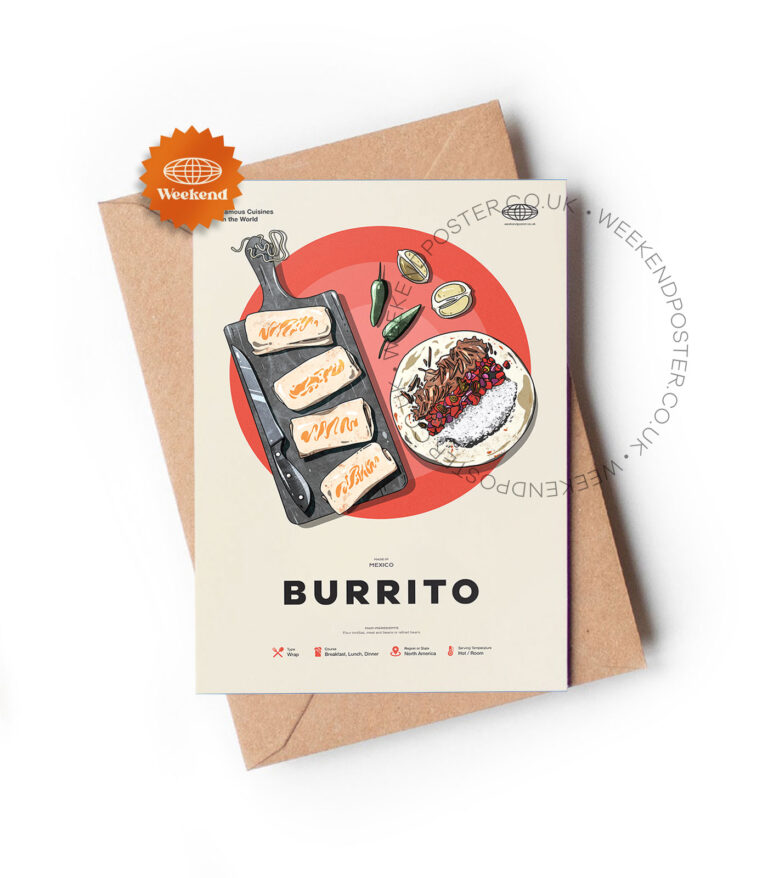 Mid-century modern Burrito recipe greeting card