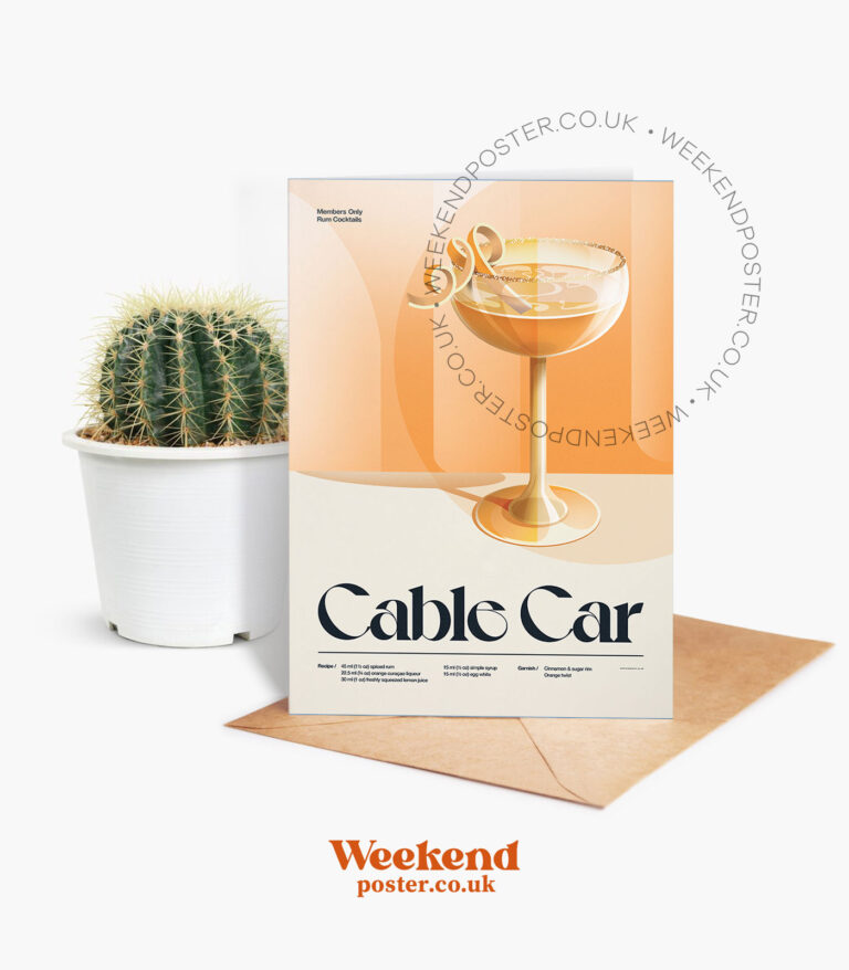 Mid-century retro Cable Car Cocktail greeting card
