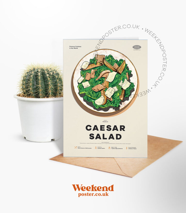 Mid-century modern Caesar Salad recipe greeting card