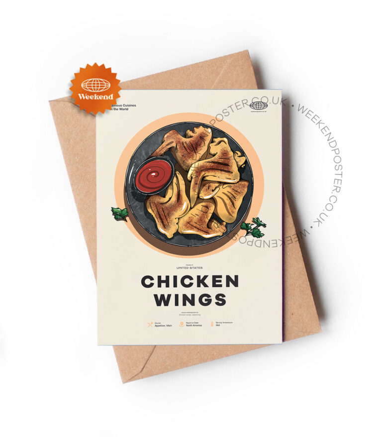 Mid-century modern Chicken Wings recipe greeting card