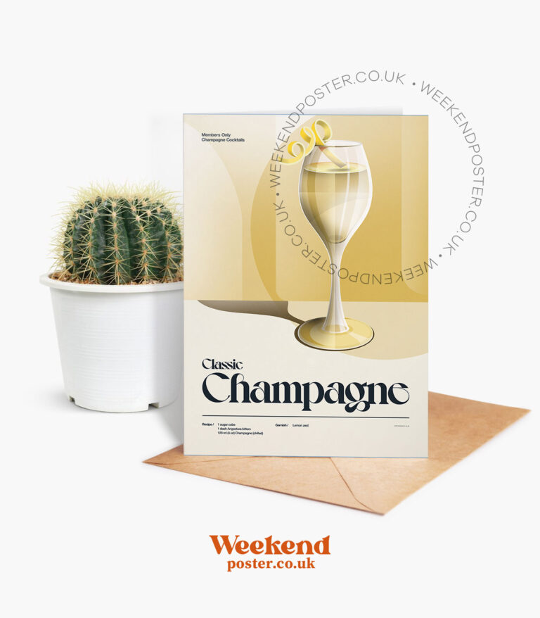 Mid-century retro Classic Champagne Cocktail greeting card