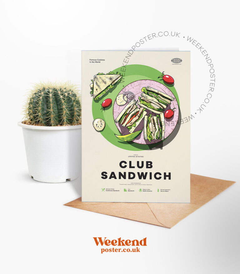 Mid-century modern Club Sandwich recipe greeting card