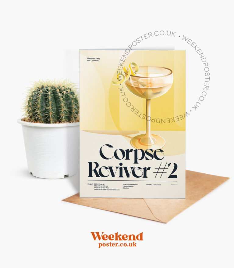 Mid-century retro Corpse Reviver #2 Cocktail greeting card