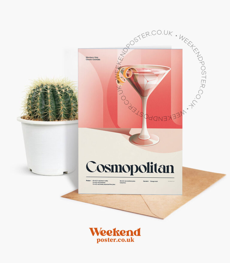 Mid-century retro Cosmopolitan Cocktail greeting card
