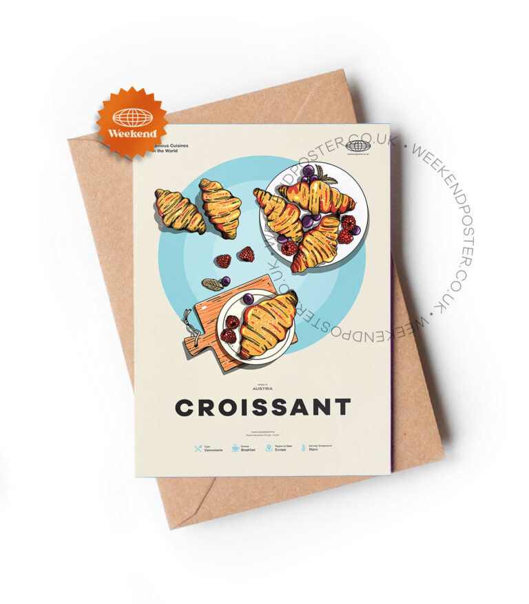 Mid-century modern Croissant recipe greeting card