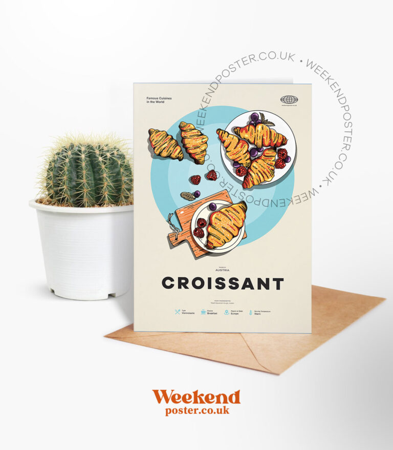 Mid-century modern Croissant recipe greeting card