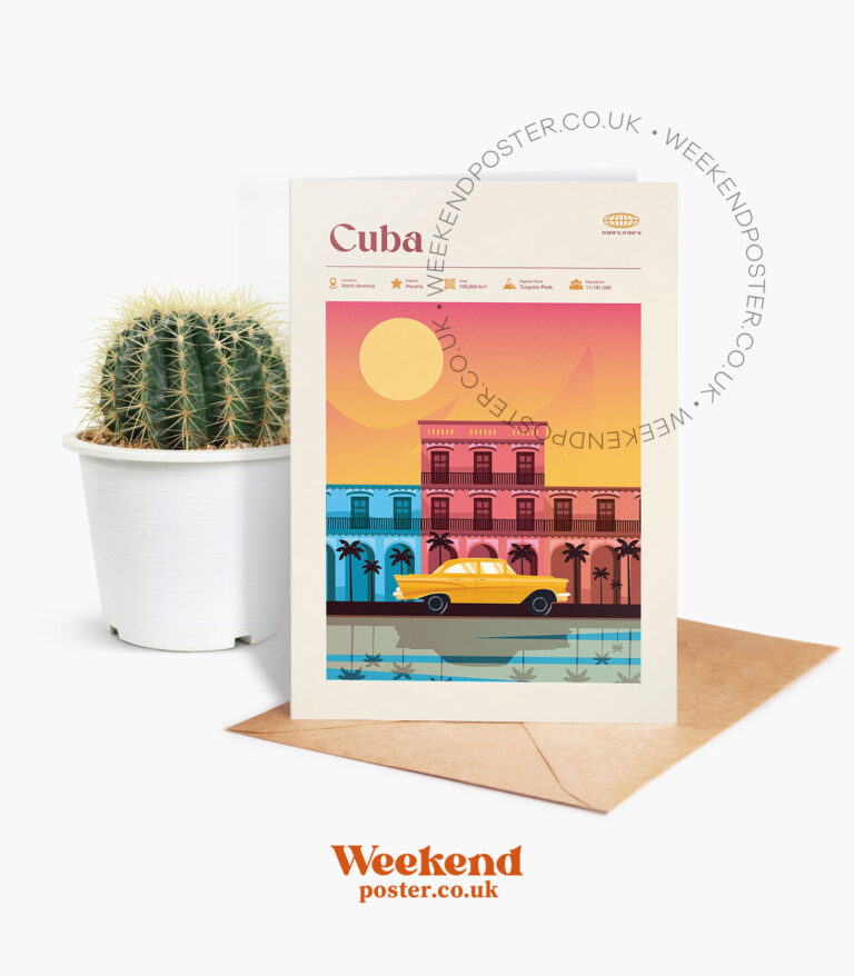 Mid-century modern Cuba retro travel greeting card