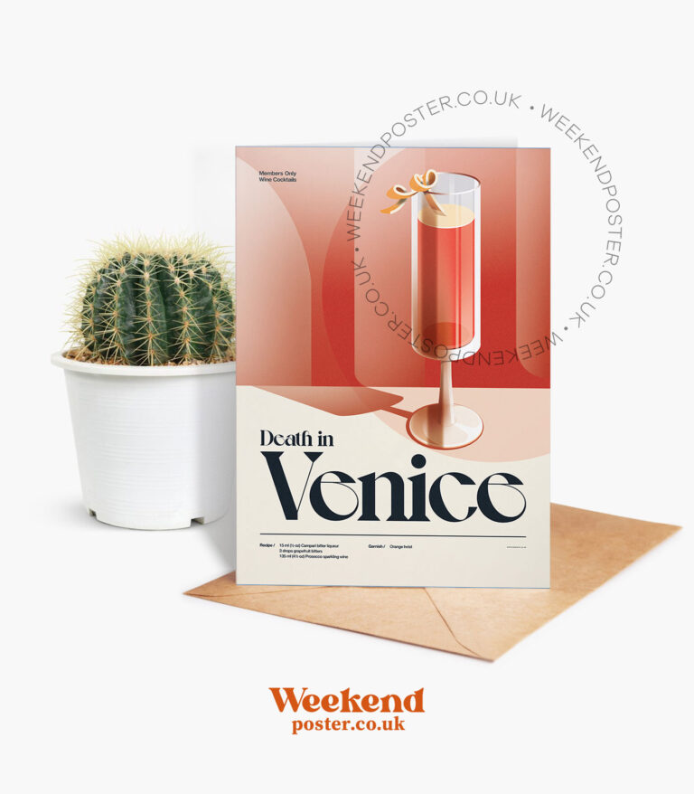 Mid-century retro Death in Venice Cocktail greeting card