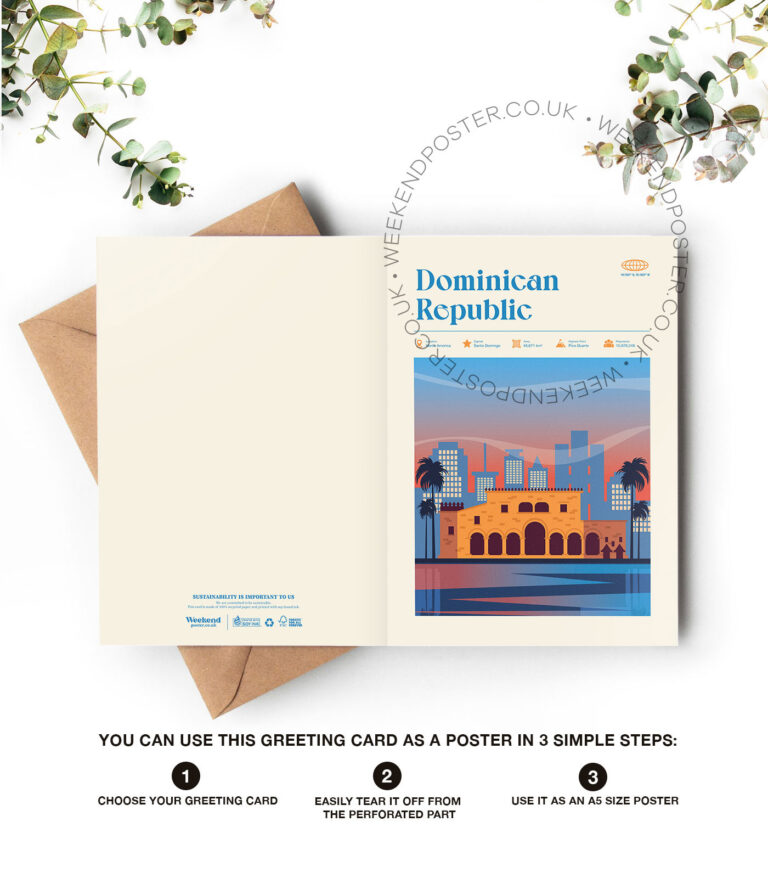 Mid-century modern Dominican Republic retro travel greeting card