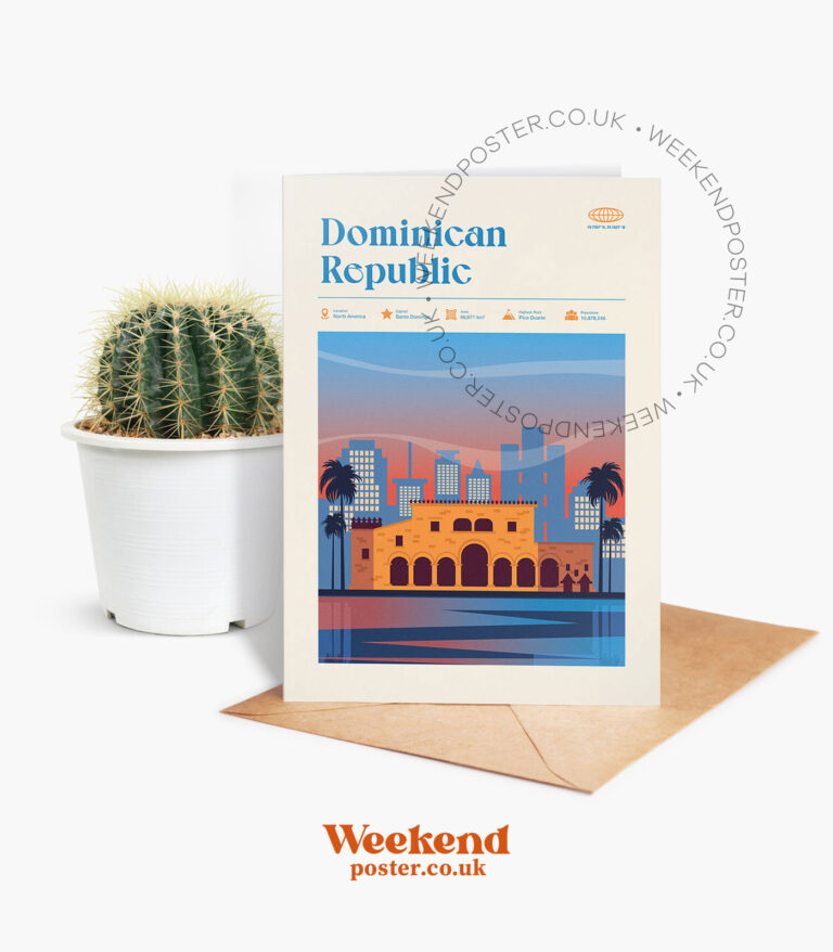 Mid-century modern Dominican Republic retro travel greeting card