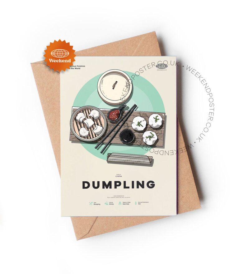 Mid-century modern Dumpling recipe greeting card