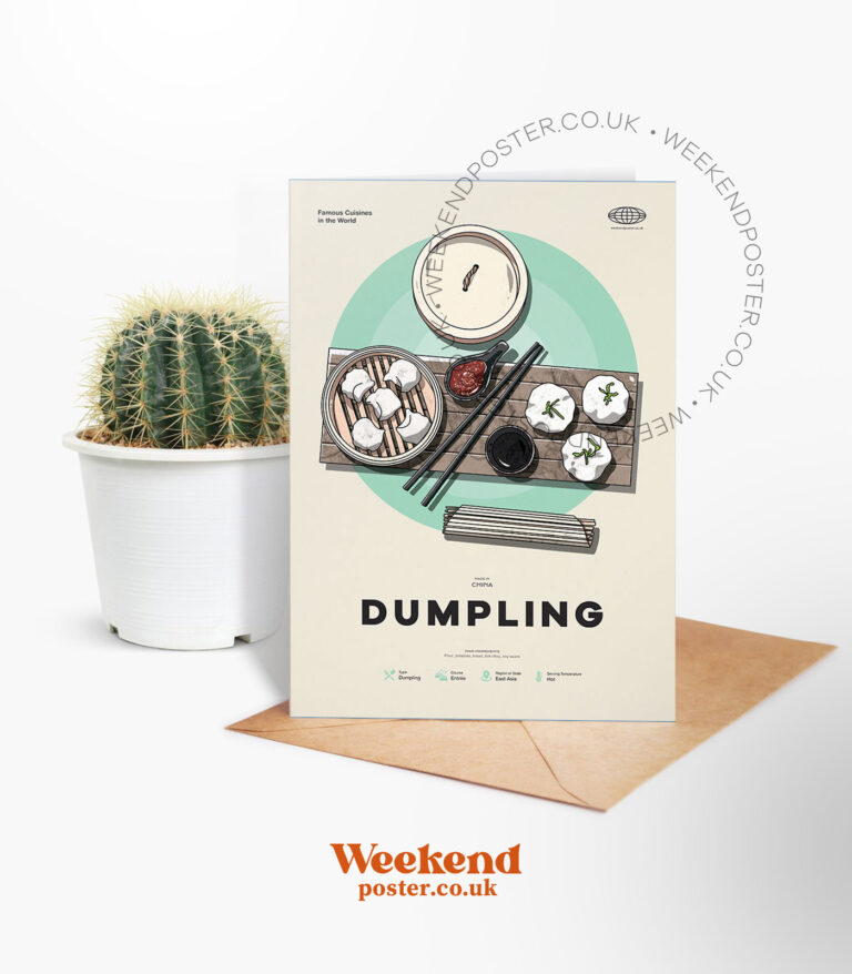 Mid-century modern Dumpling recipe greeting card