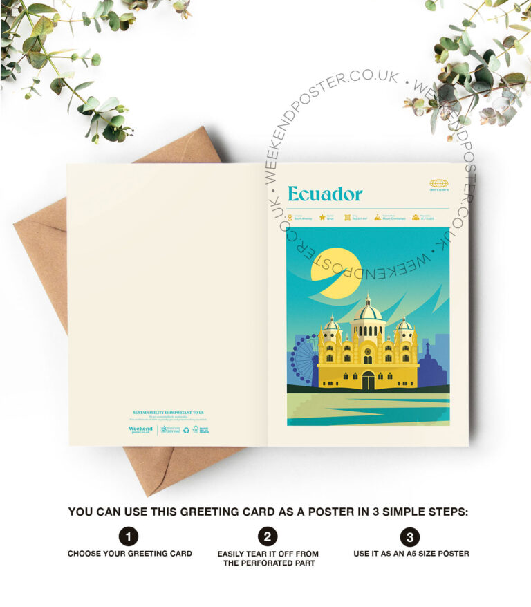 Mid-century modern Ecuador retro travel greeting card