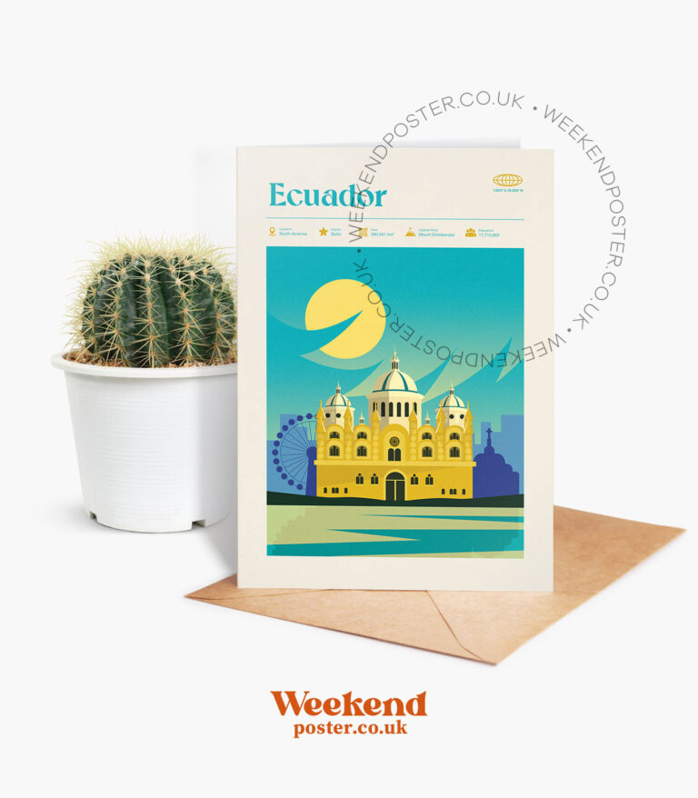 Mid-century modern Ecuador retro travel greeting card