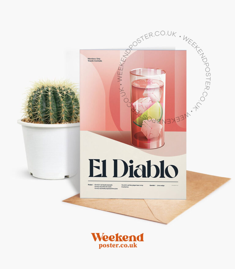 Mid-century retro El Diablo Cocktail greeting card