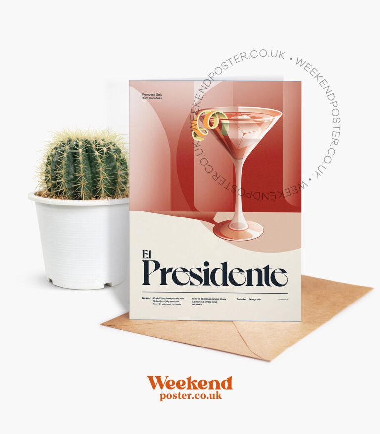 Mid-century retro El Presidente Cocktail greeting card