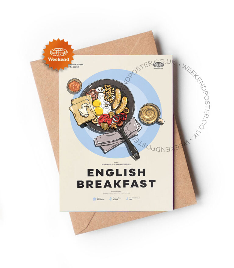Mid-century modern English Breakfast recipe greeting card