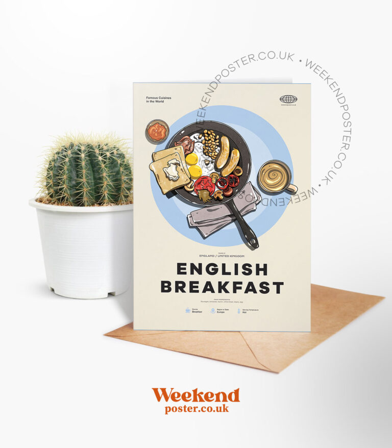 Mid-century modern English Breakfast recipe greeting card