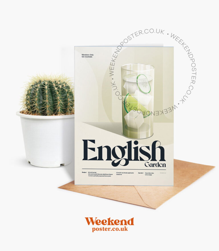 Mid-century retro English Garden Cocktail greeting card