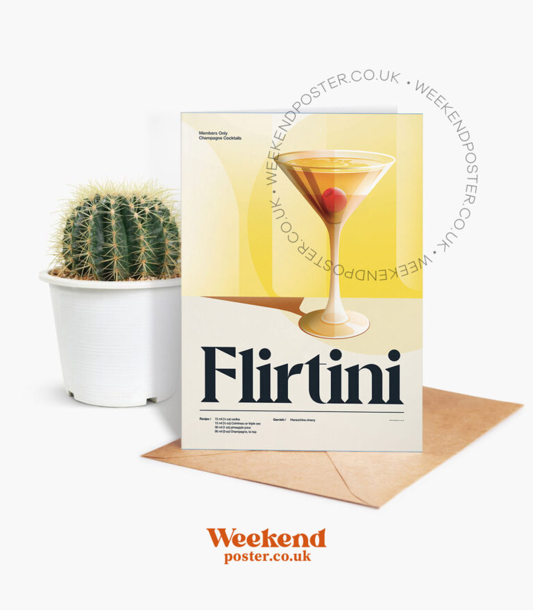 Mid-century retro Flirtini Cocktail greeting card