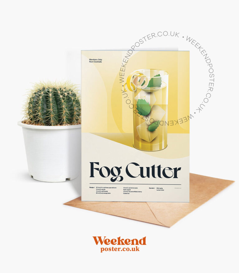 Mid-century retro Fog Cutter Cocktail greeting card