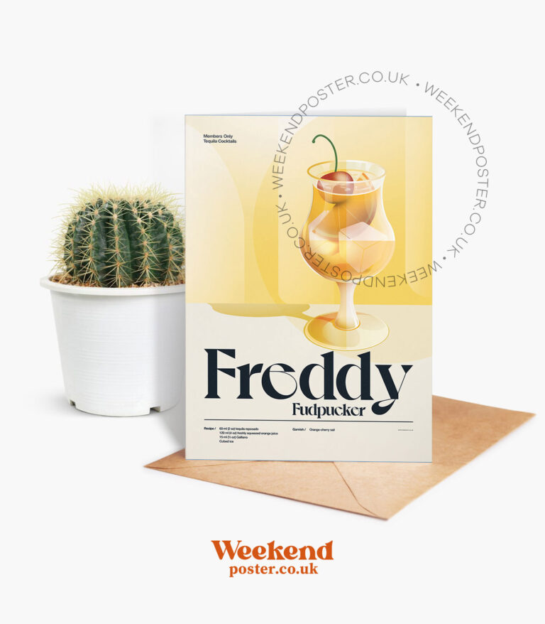 Mid-century retro Freddy Fudpucker Cocktail greeting card