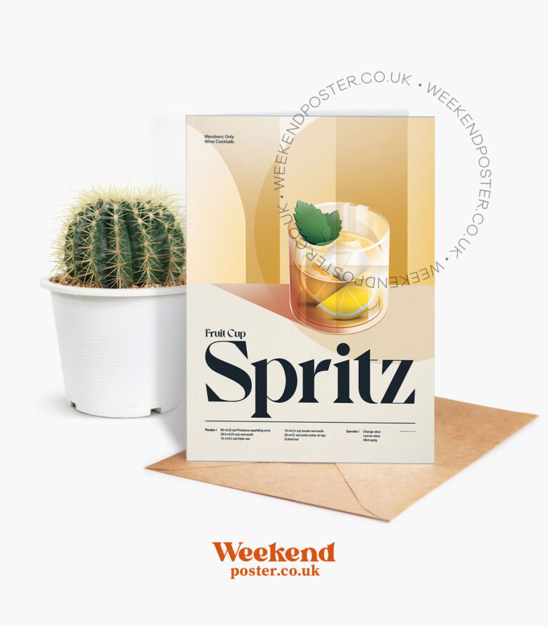 Mid-century retro Fruit Cup Spritz Cocktail greeting card