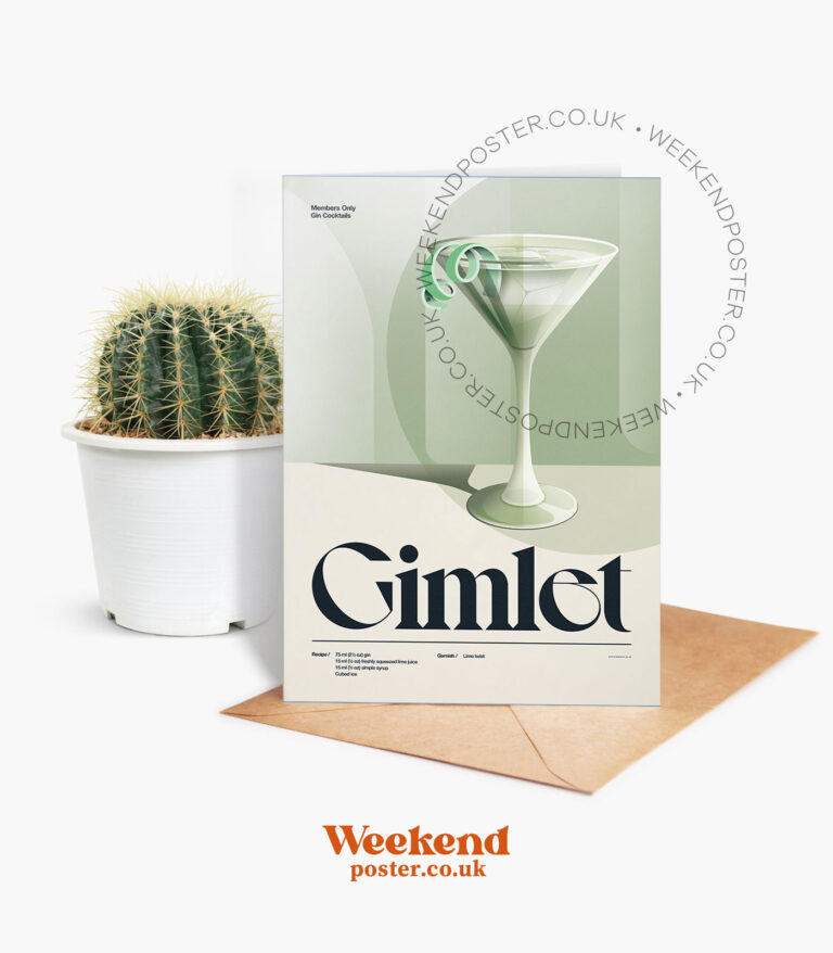 Mid-century retro Gimlet Cocktail greeting card