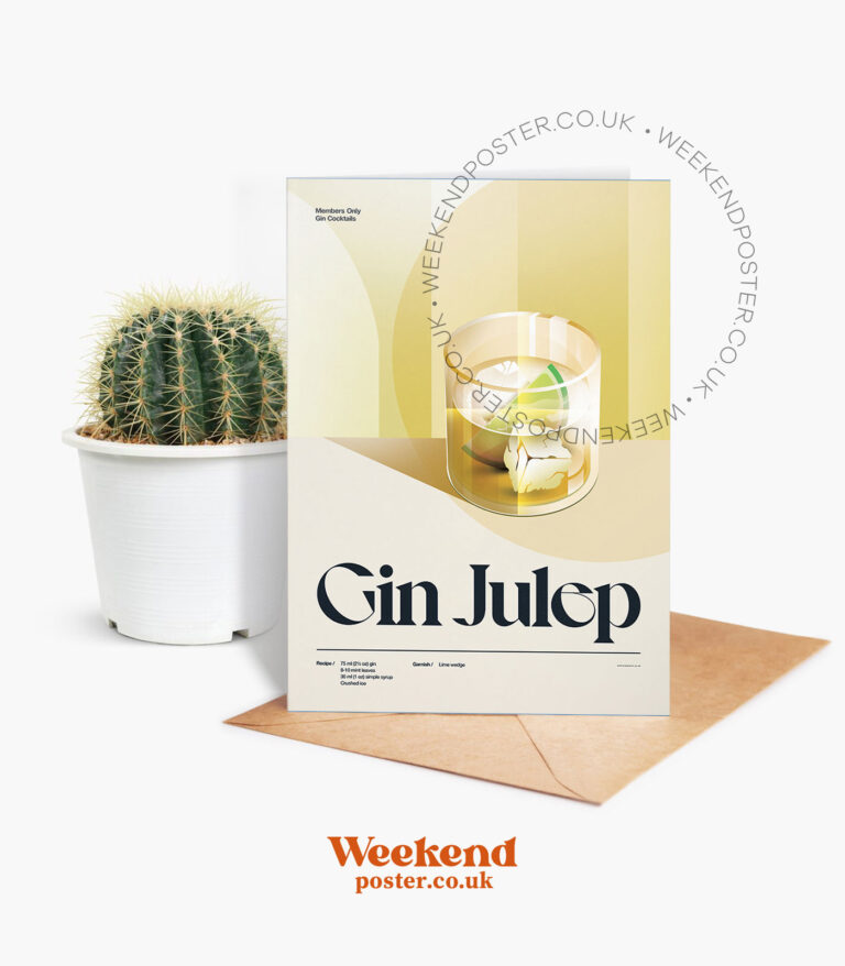 Mid-century retro Gin Julep Cocktail greeting card