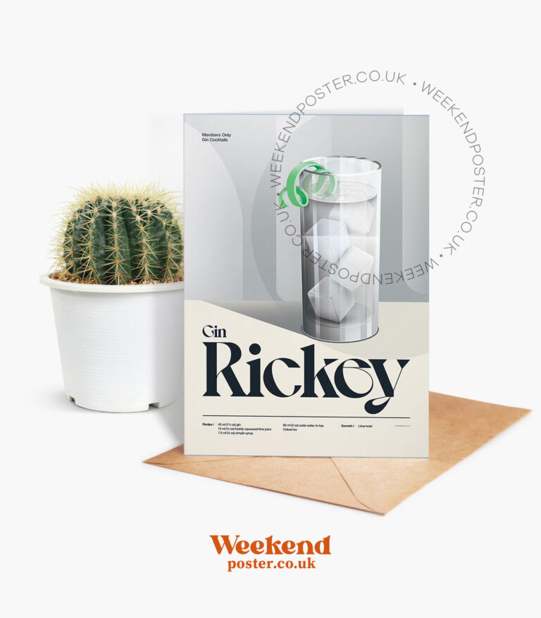 Mid-century retro Gin Rickey Cocktail greeting card