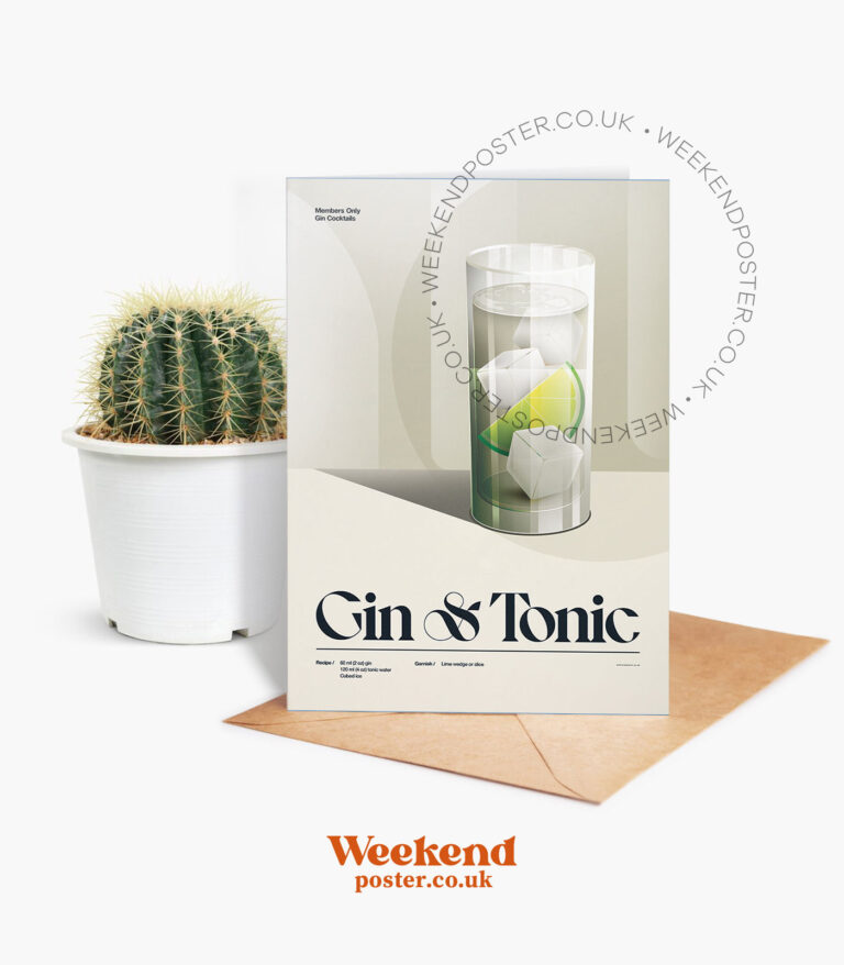 Mid-century retro Gin & Tonic Cocktail greeting card (Copy)