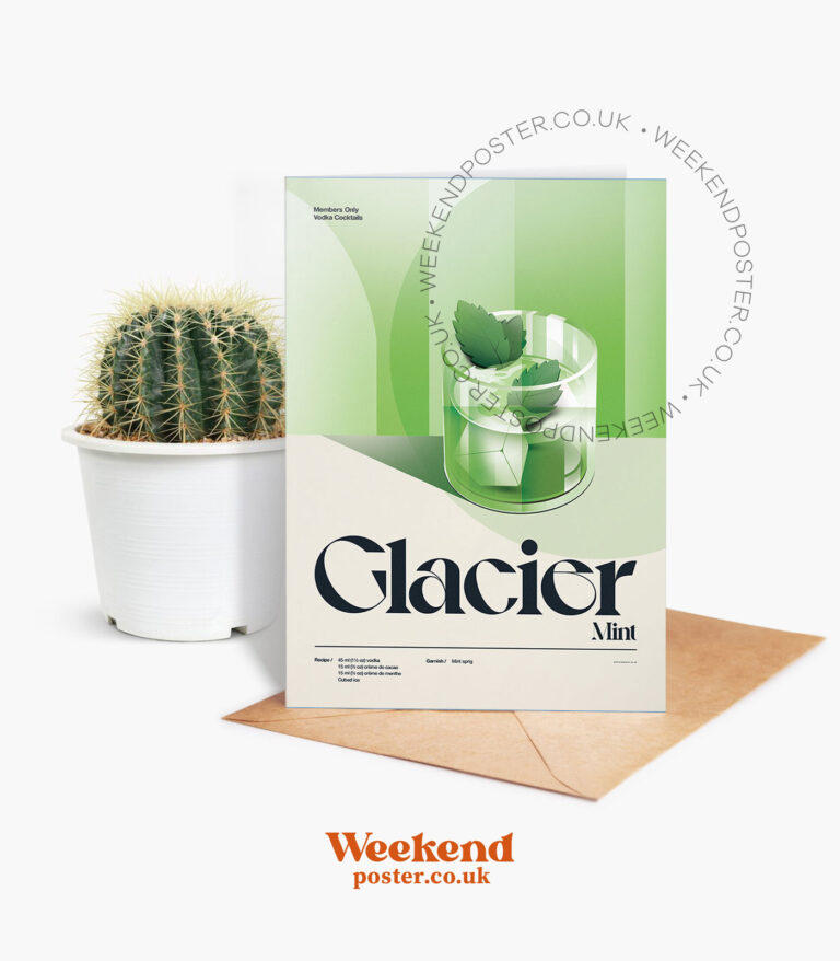 Mid-century retro Glacier Mint Cocktail greeting card