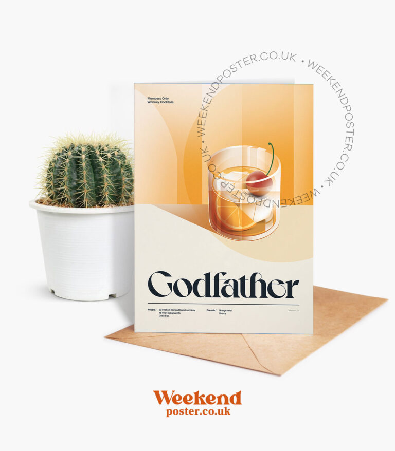 Mid-century retro Godfather Cocktail greeting card