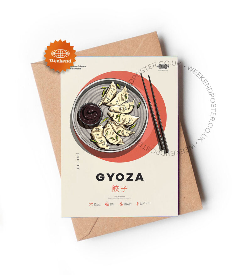 Mid-century modern Gyoza recipe greeting card