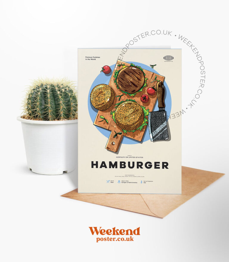 Mid-century modern Hamburger recipe greeting card