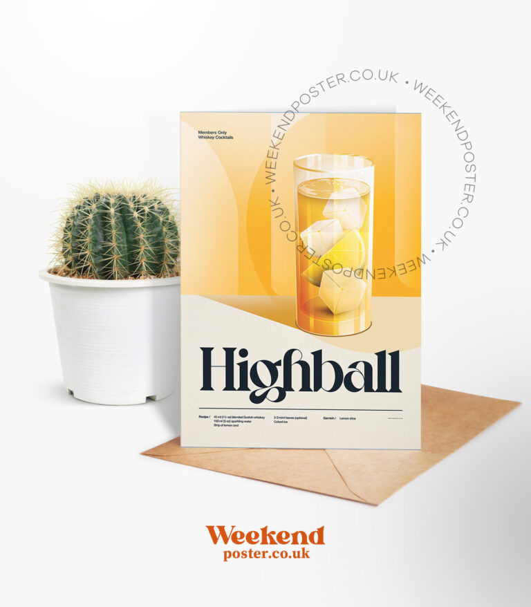 Mid-century retro Highball Cocktail greeting card