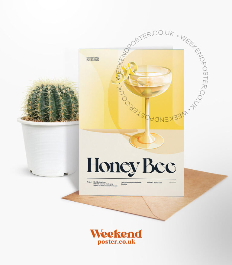 Mid-century retro Honey Bee Cocktail greeting card